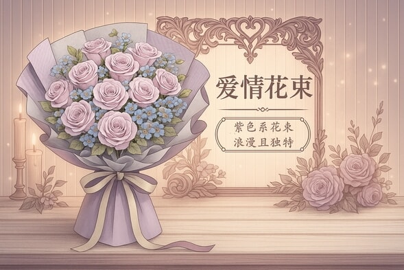 19枝紫玫瑰花束 详情图 2